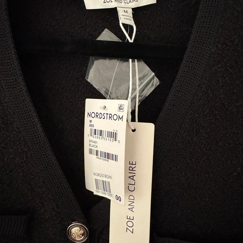 Zoe And Claire Black Midi Dress with Gold Button Accents - Size M - Picture 4 of 4